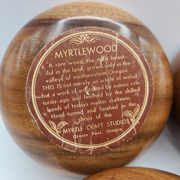 Lot 4 Vintage Myrtlewood Bowls Myrtle Craft Studios Oregon 5" For Refinishing - Picture 5 of 14